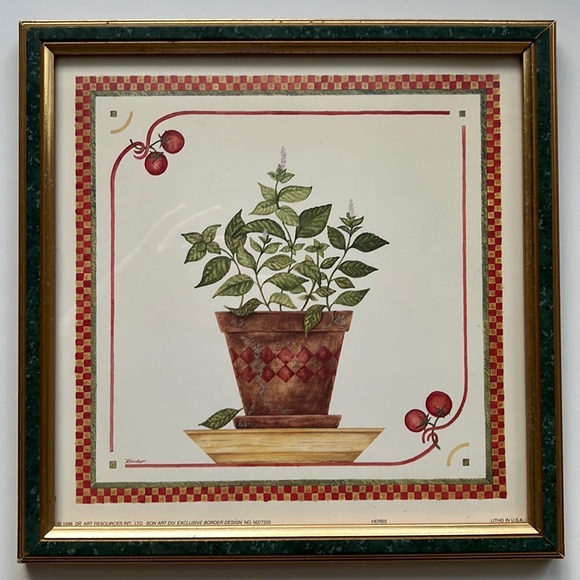 ✨ 1996 ART RESOURCES INT LTD -Set of 3 Framed Prints TOMATOES - HERBS - PASTA. - Picture 5 of 16
